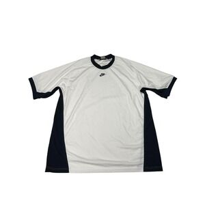 Vintage Nike Men's White Navy Color Block Athletic T-Shirt Size 2XL